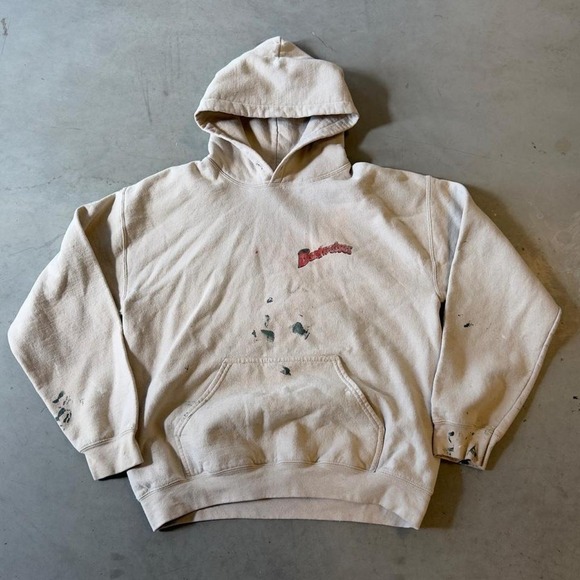 Other - Budweiser cream paint splatter graphic hoodie
